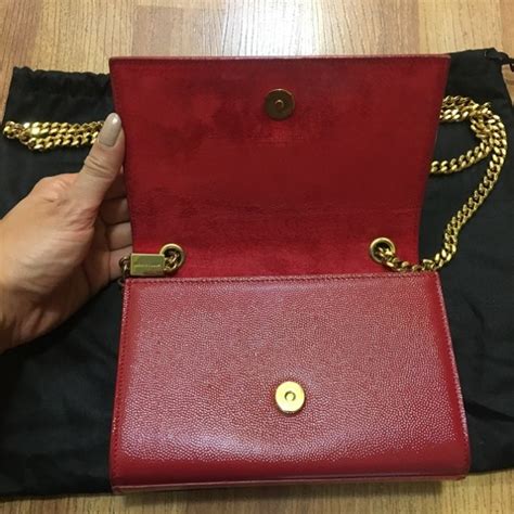 ysl red wallet on chain silver|YSL wallet on chain used.